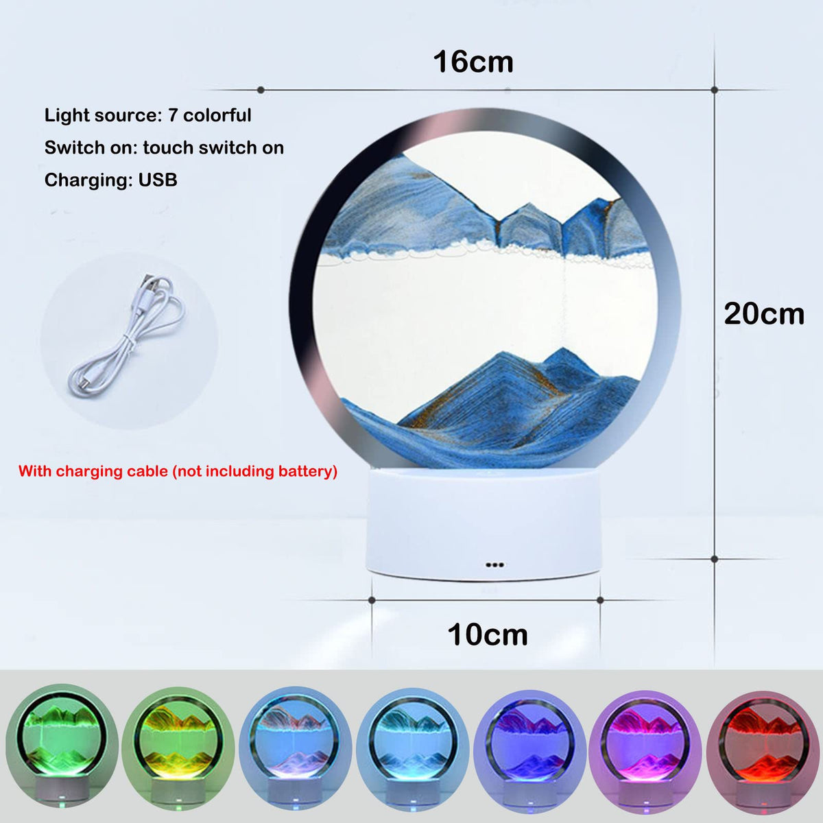 Desniltol sand art lamp remote blue, easily switch colors to suit mood.