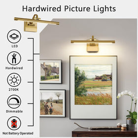 DESOOP brass picture light 270-degree rotatable head reveals details in portraits.