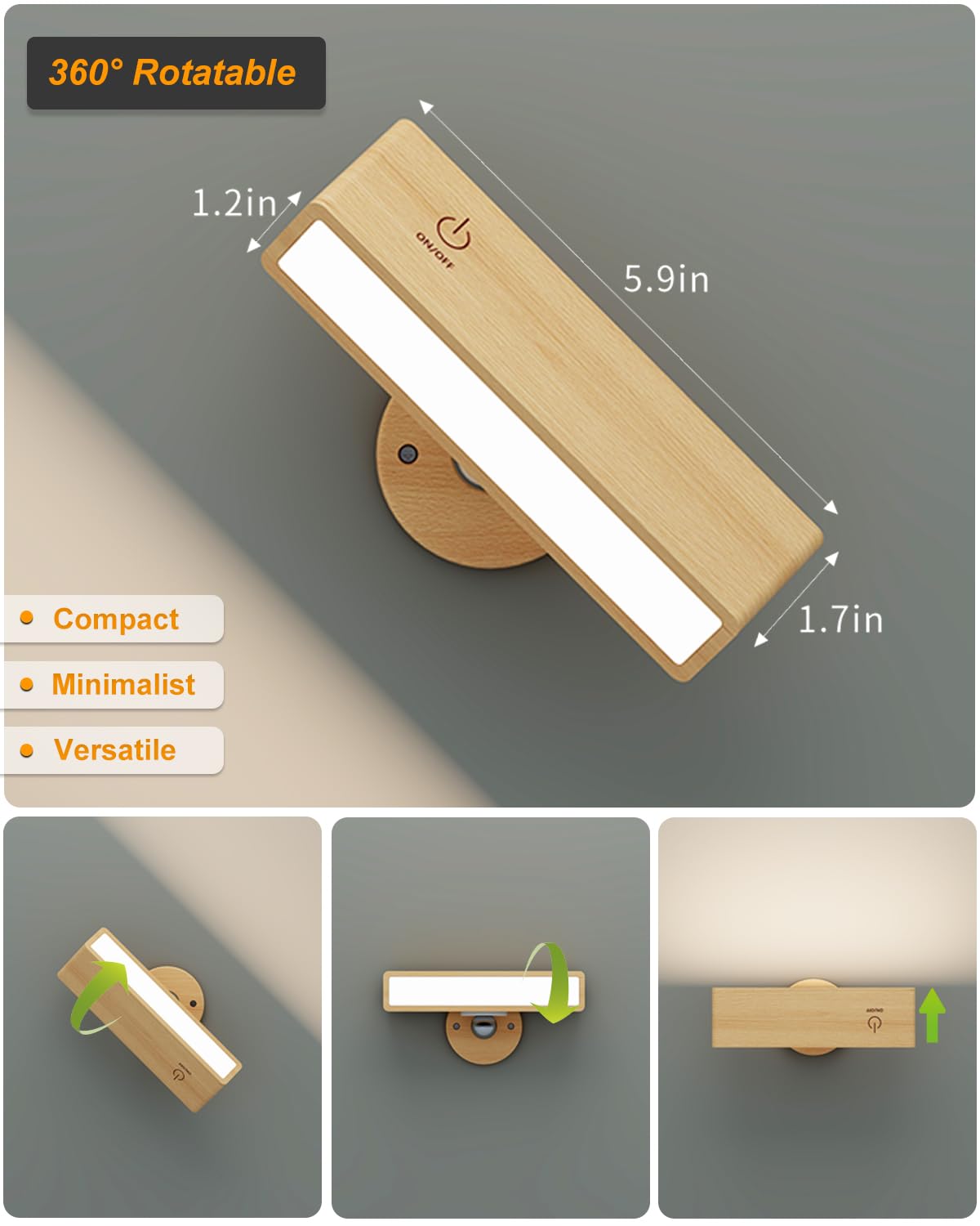 DetarZinLED cordless wall sconce can be detached for portable lighting