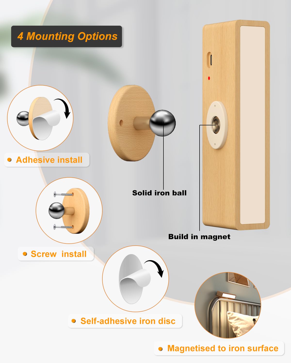 DetarZinLED peel-and-stick wall light for renter-friendly installation