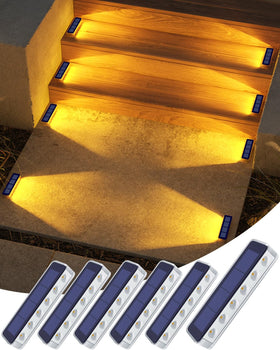 DetarZinLED solar step light on outdoor stairs for safe night visibility.
