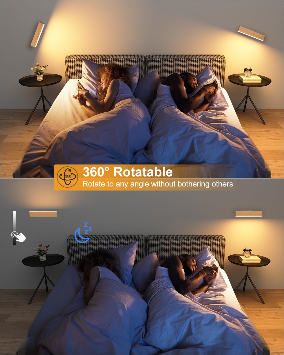 DetarZinLED wall light 360-degree rotation directs light precisely.