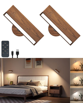 DetarZinLED wooden wall sconce front view with warm ambient glow.