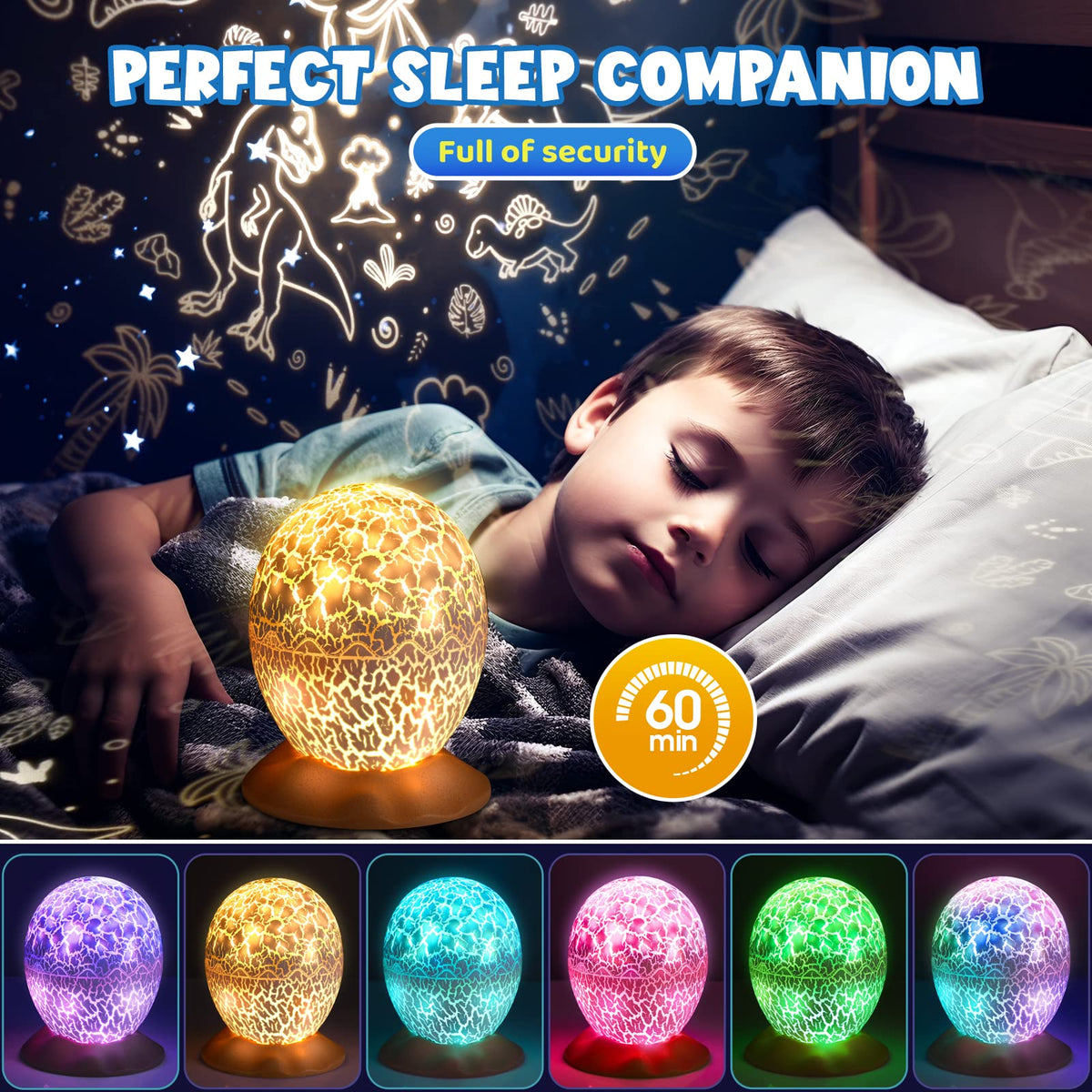 DEVRNEZ two-in-one dino-and-star lamp shown in a child’s room