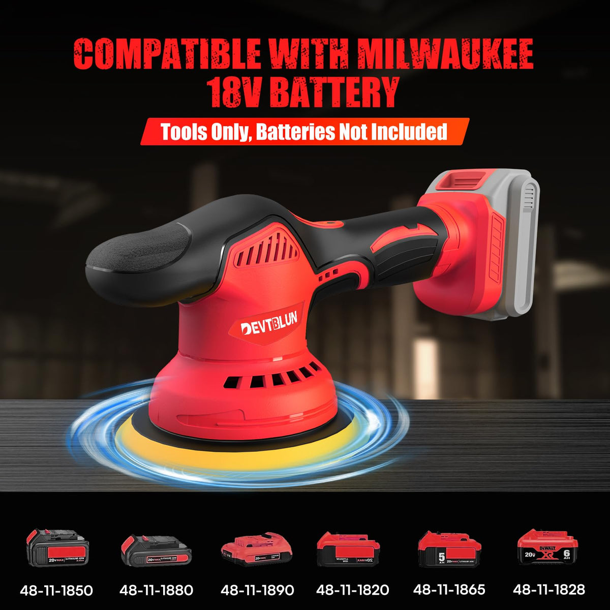 DEVTBLUN 6-inch orbital polisher provides wide coverage for larger panels and efficient buffing.