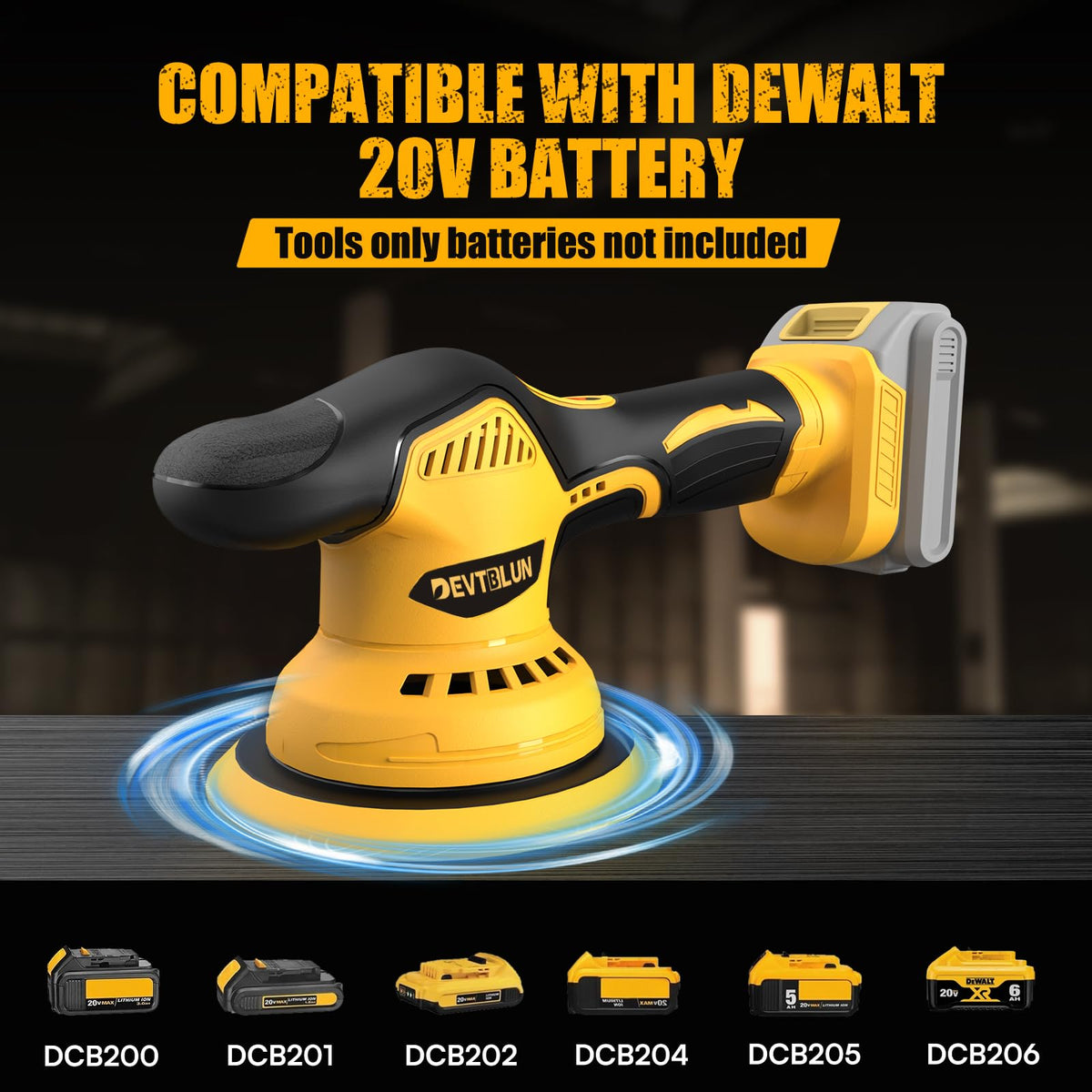 DEVTBLUN brushless motor reaches 5500rpm for efficient detailing.