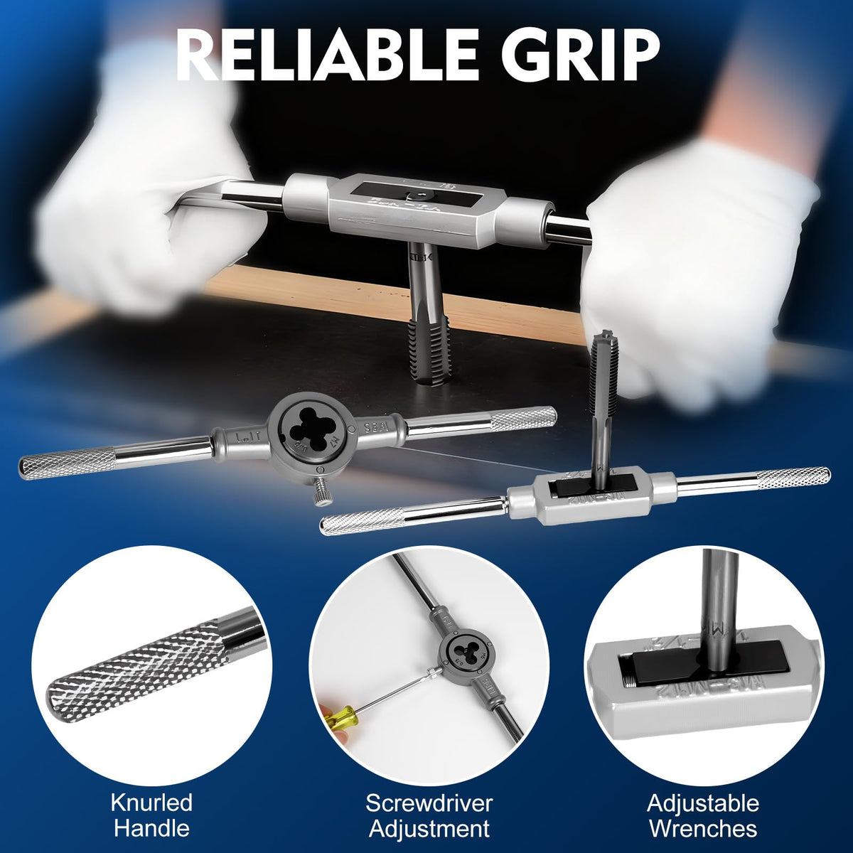 Devvicoo two T-handle wrenches enable firm grip during threading tasks.