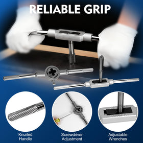 Devvicoo two T-handle wrenches enable firm grip during threading tasks.