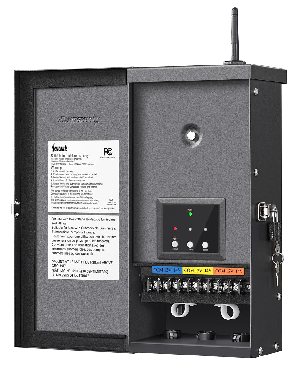 DEWENWILS 300W transformer front view for reliable outdoor lighting