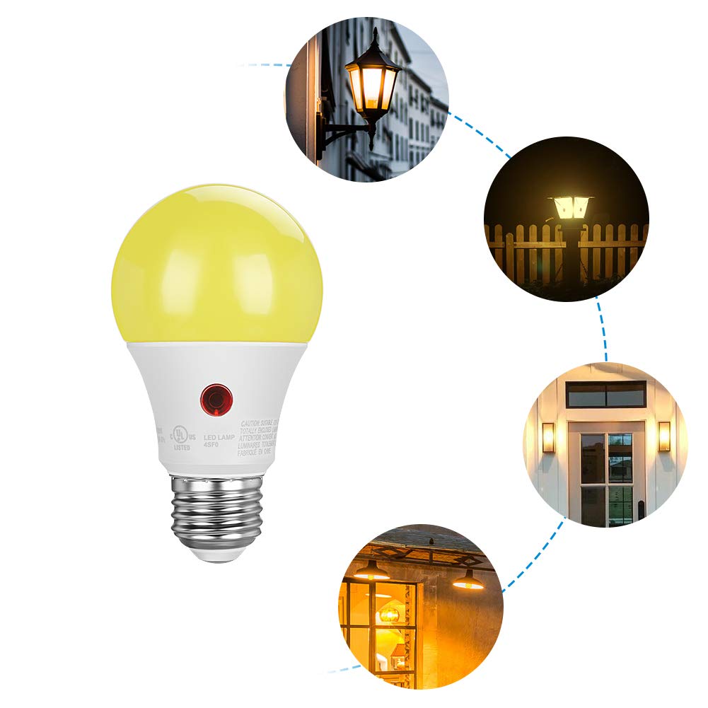 DEWENWILS A19 amber-glow bulb for peaceful evenings and reduced glare.