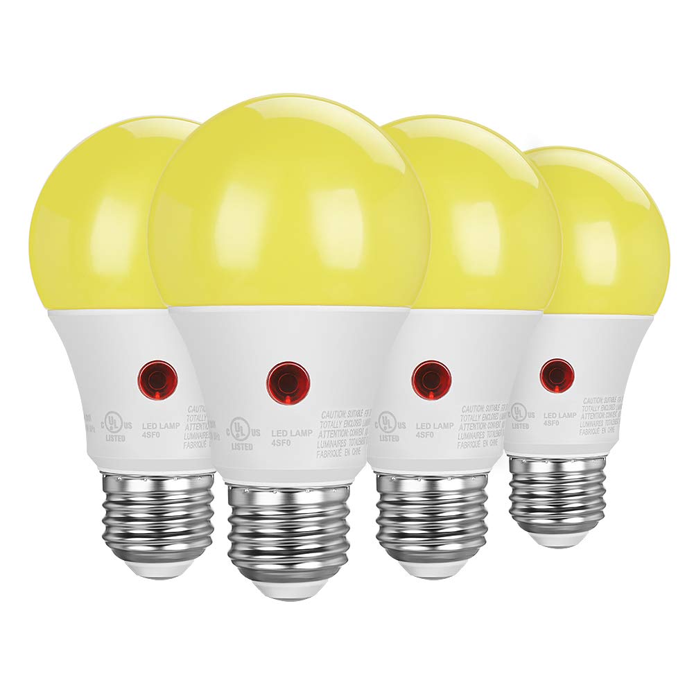 DEWENWILS A19 dusk-to-dawn bulb at front door for automatic outdoor lighting.