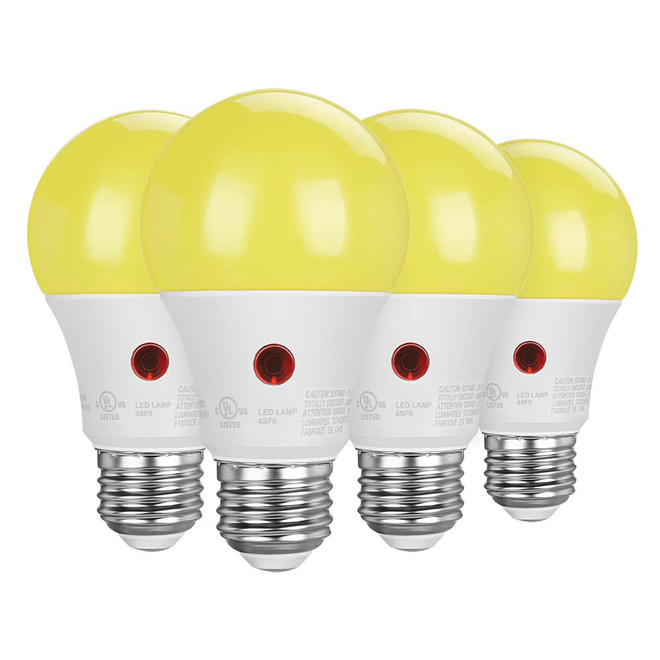 DEWENWILS A19 dusk-to-dawn bulb at front door for automatic outdoor lighting.