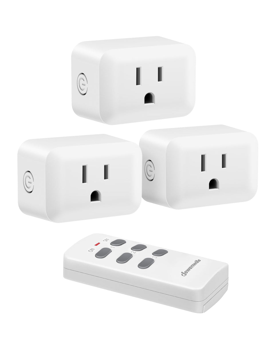 DEWENWILS wireless outlet with remote mounted on wall for easy access