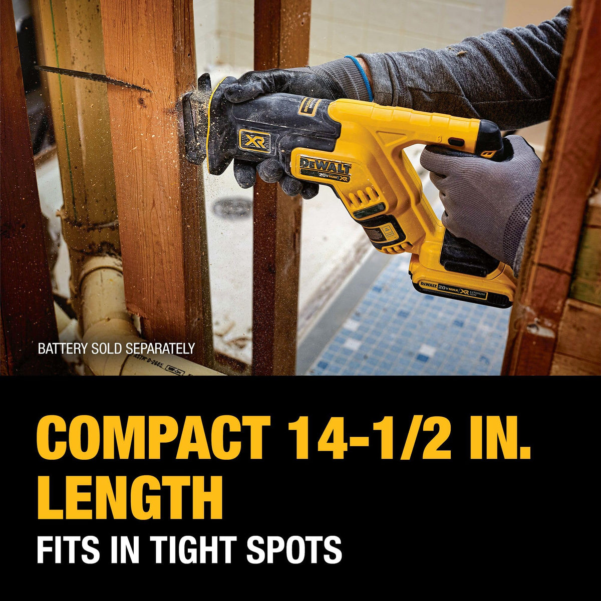 DEWALT 1-1/8 inch stroke length delivers efficient, aggressive cutting.