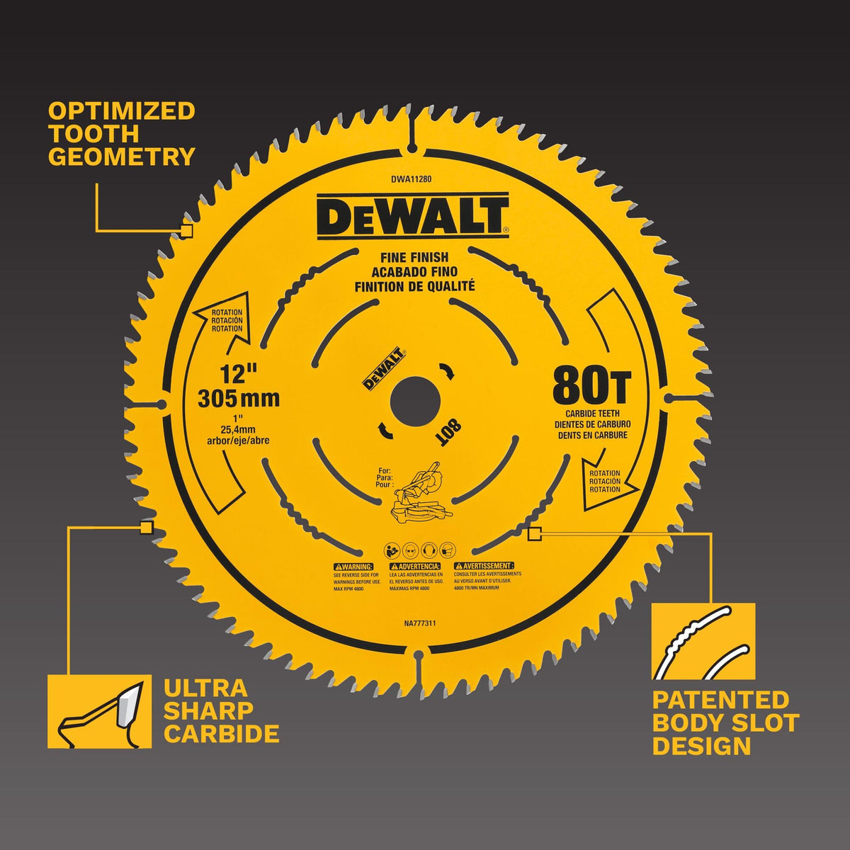 DEWALT blade with patented body-slot design reducing vibration