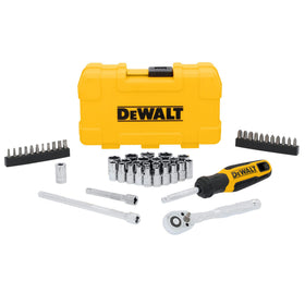 DEWALT 1/4-inch drive set in case, ideal for quick access in tight spaces.