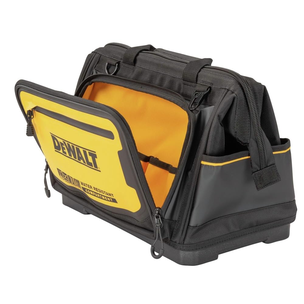 DEWALT 1680 denier fabric durability for rugged jobsite use.
