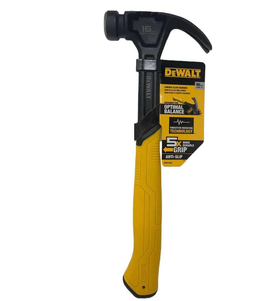 DEWALT 16oz steel curve claw hammer ready for tough framing and nail removal
