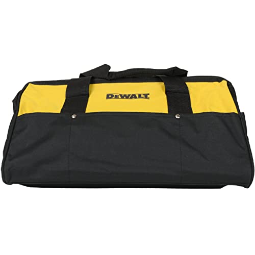 DEWALT 18-inch tool bag exterior pockets shown for fast accessory storage.