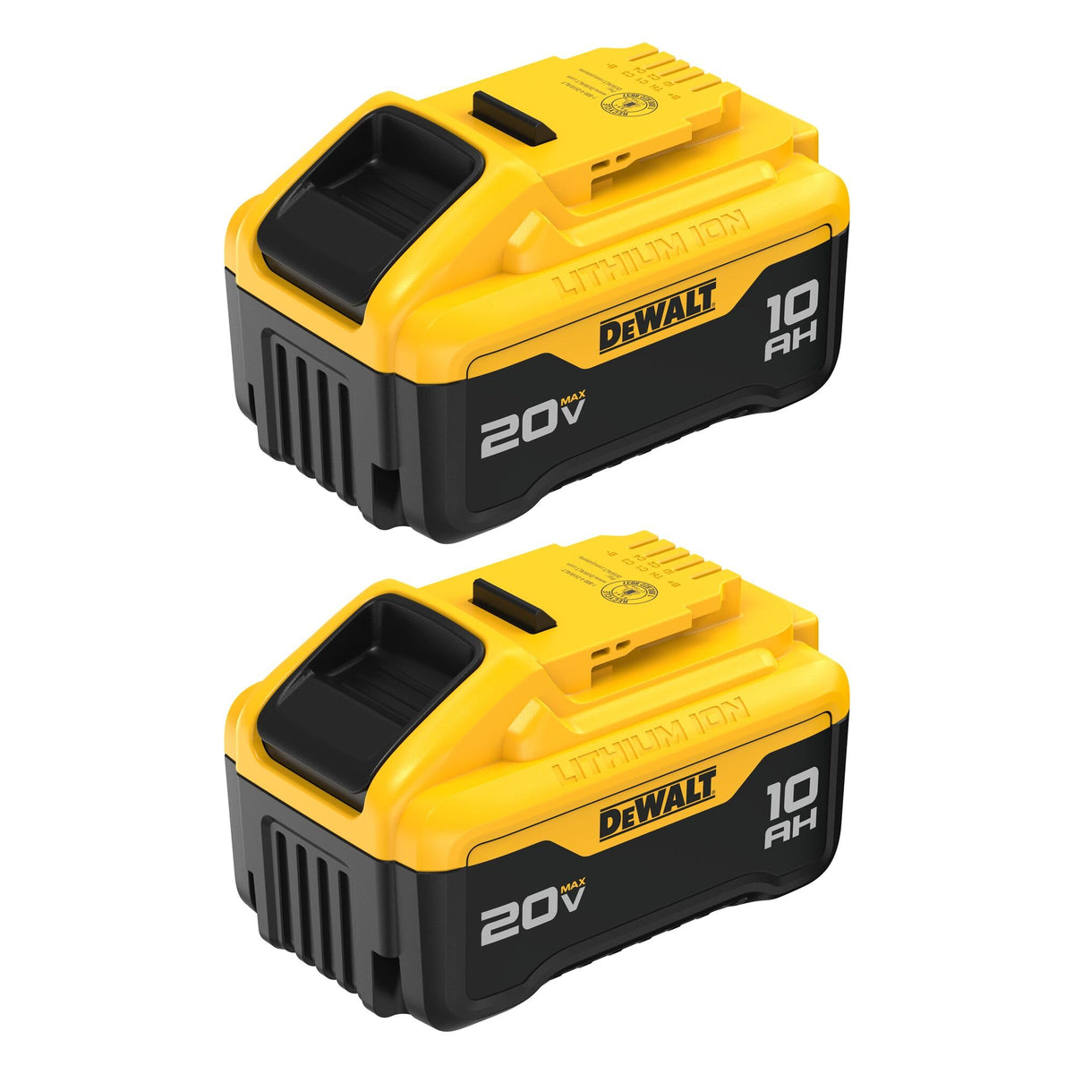 DEWALT DCB210-2 10Ah pack in box highlights rugged durability
