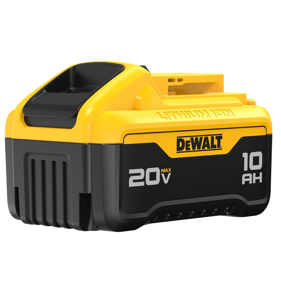 DEWALT DCB210-2 side view shows high capacity battery for extended cordless work