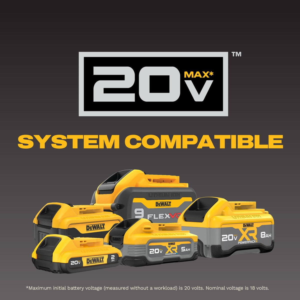 DEWALT 20V MAX 5Ah warranty label indicating 3-year coverage.