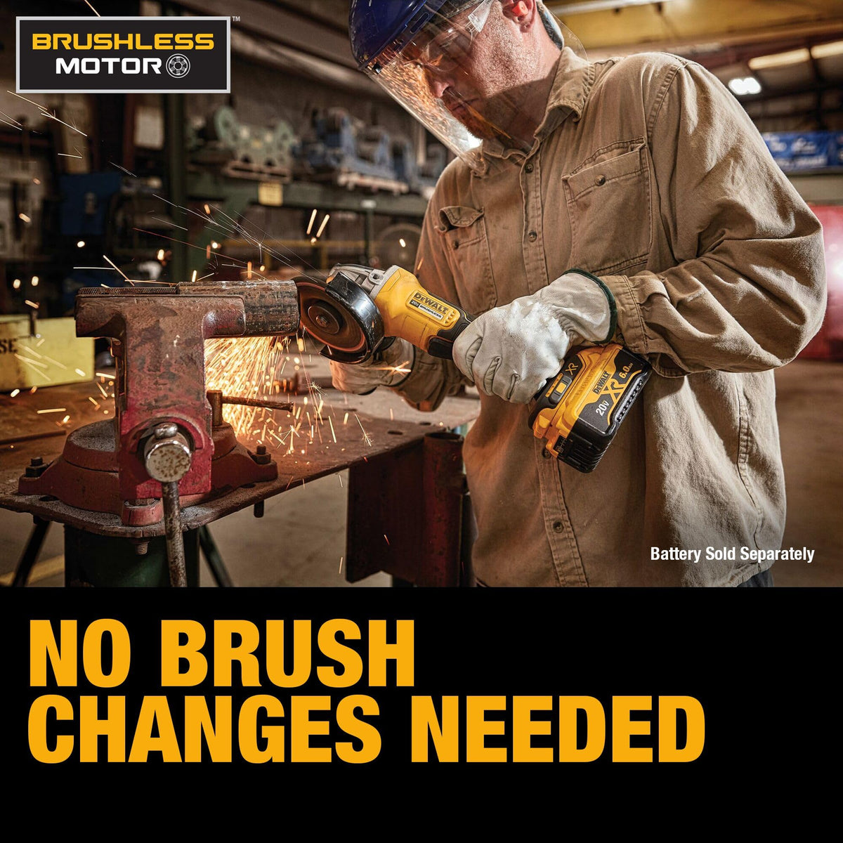 DEWALT 20V MAX angle grinder kickback brake aids when pinches occur.
