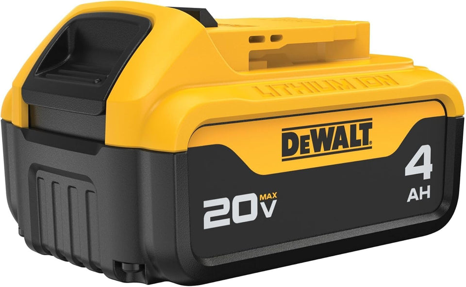 DEWALT 20V Max Battery 4Ah front view for reliable runtime during tasks.