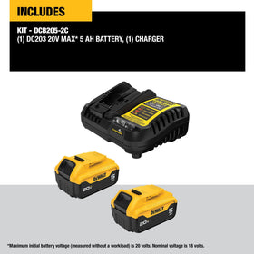 DEWALT 20V Max 5Ah battery side view compact profile for portability