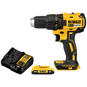 DEWALT 20V Max brushless drill driver shown compact and powerful for fast drilling
