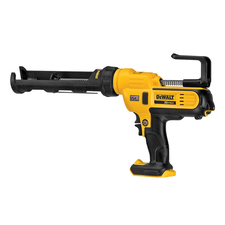 DEWALT 20V MAX caulking gun with trigger control for precise adhesive flow.