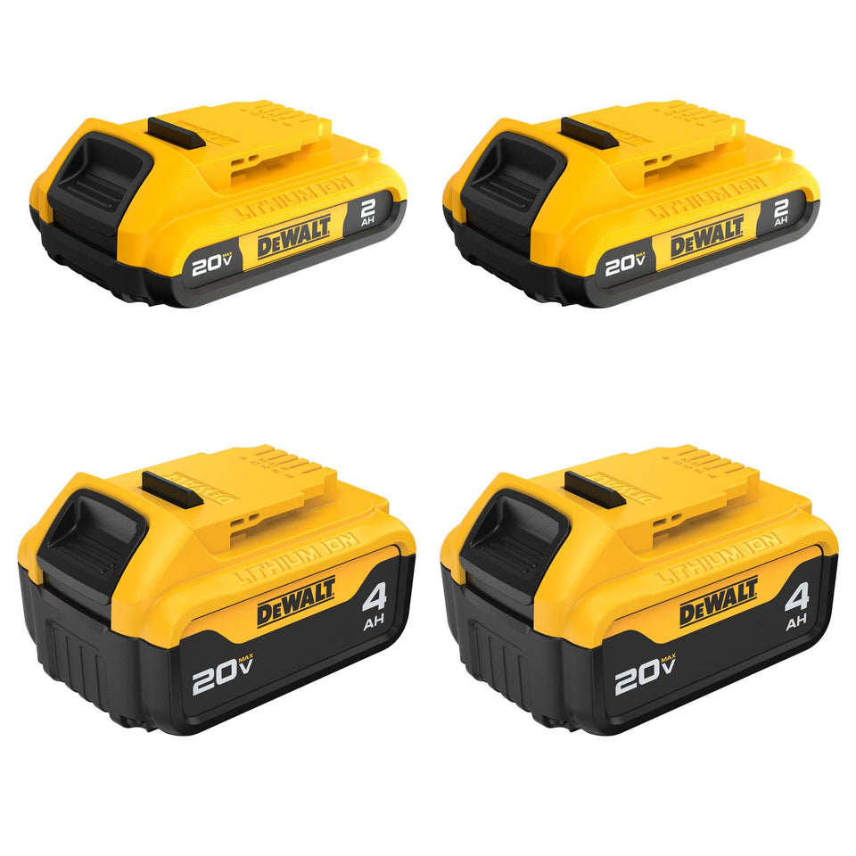 DEWALT 20V Max Compact 2Ah battery front view for quick tool swaps