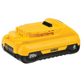 DEWALT DCB240 compact 4Ah battery seen from the front for overhead use.