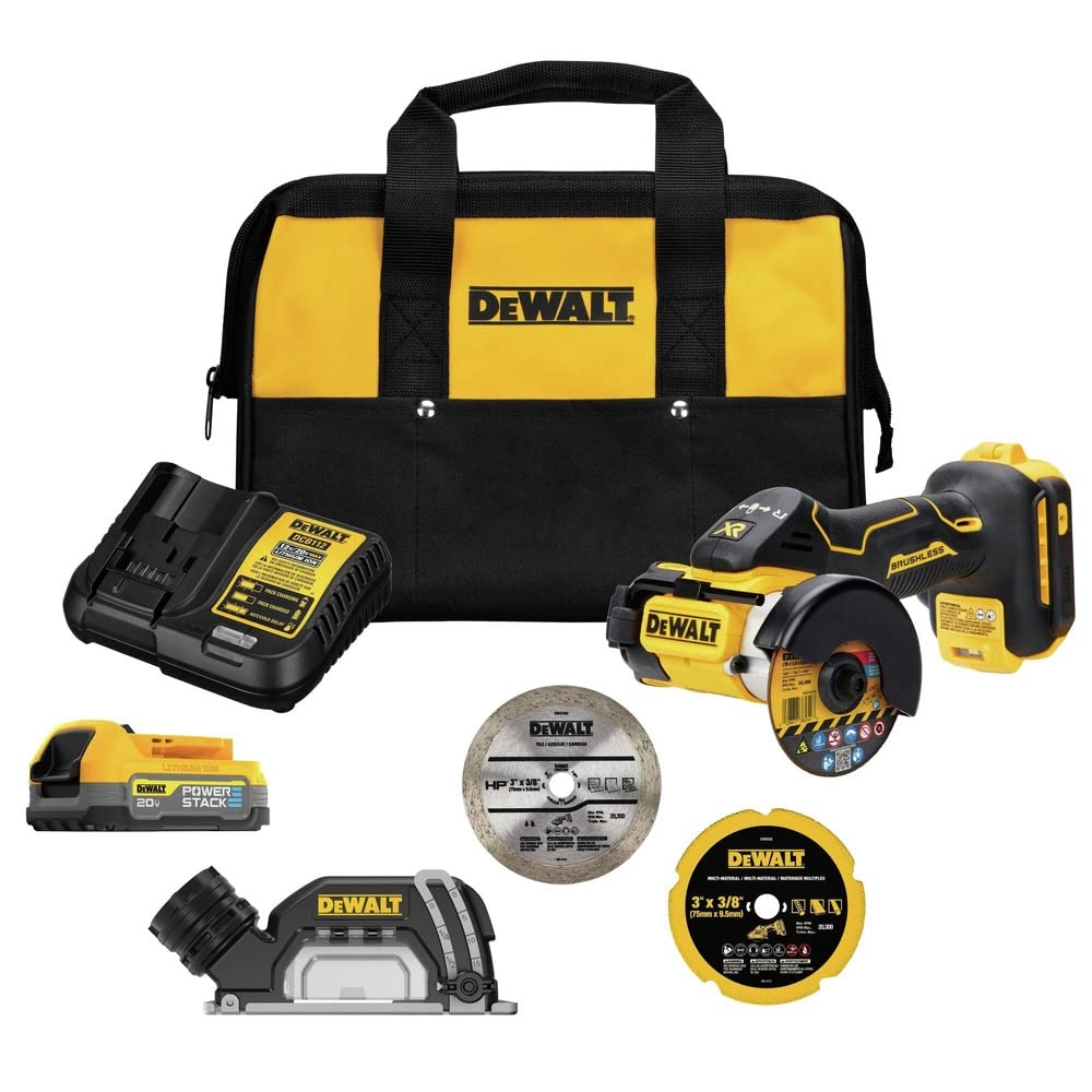 DEWALT 20V MAX cordless angle grinder kit with brushless motor for metal, tile, and stone cuts