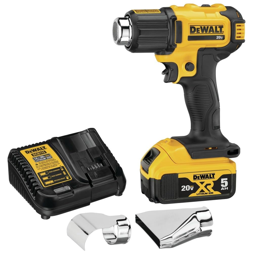 DEWALT 20V MAX heat gun kit compact design for tight spaces and portable use.