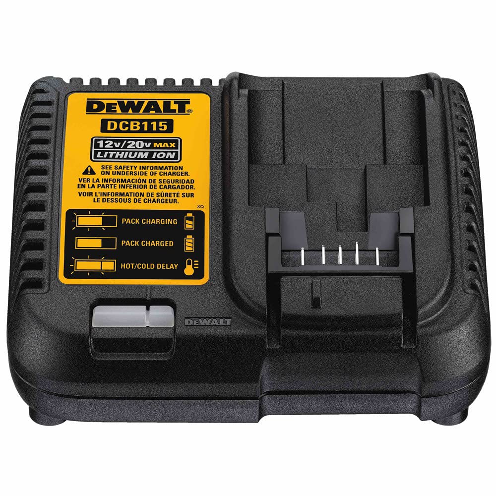 DEWALT 20V max battery charging kit in use with tools ready