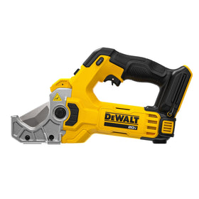 DEWALT DCE180B cutter blade delivering burr-free cuts on plastic tubing.