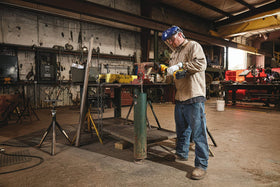 DEWALT 20V MAX XR grinder with flathead paddle switch enables precise starts.