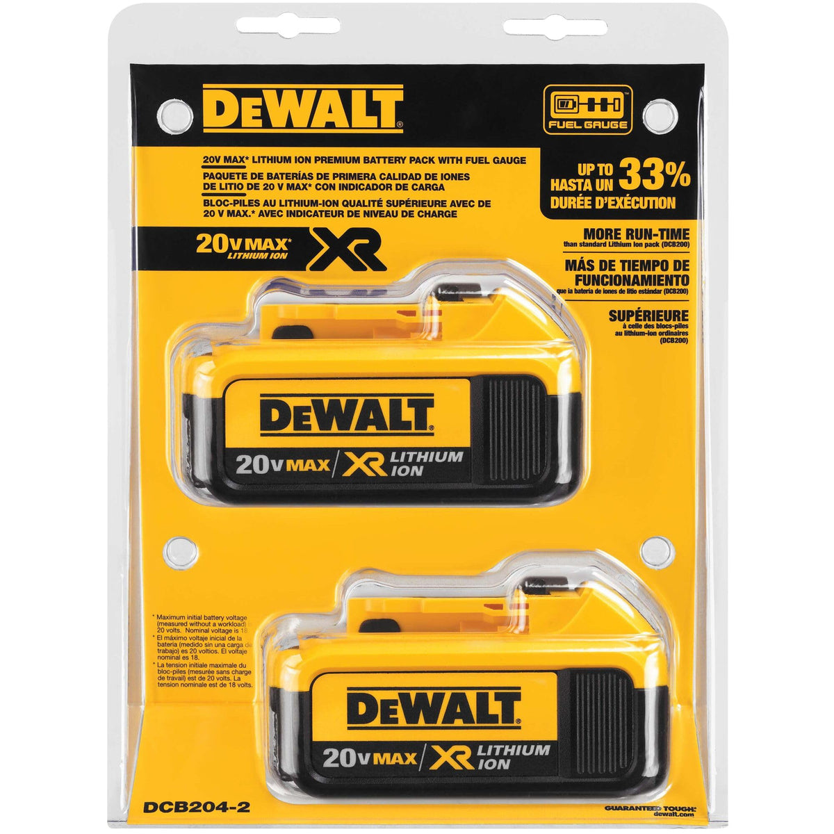 DEWALT 20V MAX XR battery in use on a busy job site.