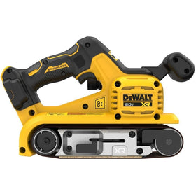 DEWALT belt sander front view showing brushless power for efficient sanding