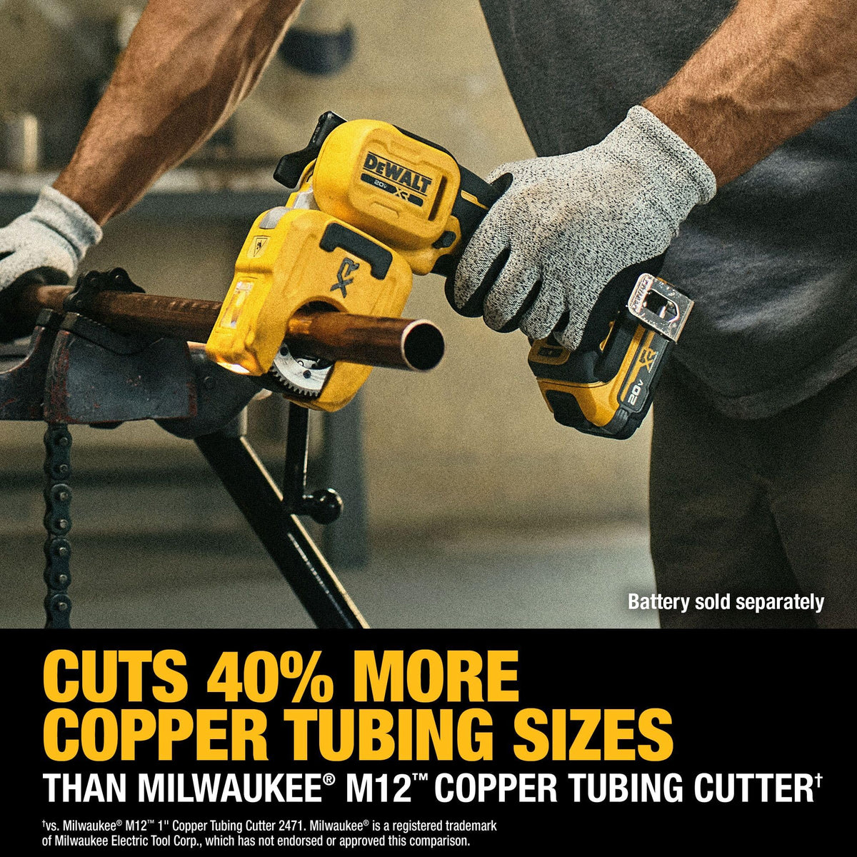 Built-in LED on the DEWALT DCE154B lights a dim workspace.