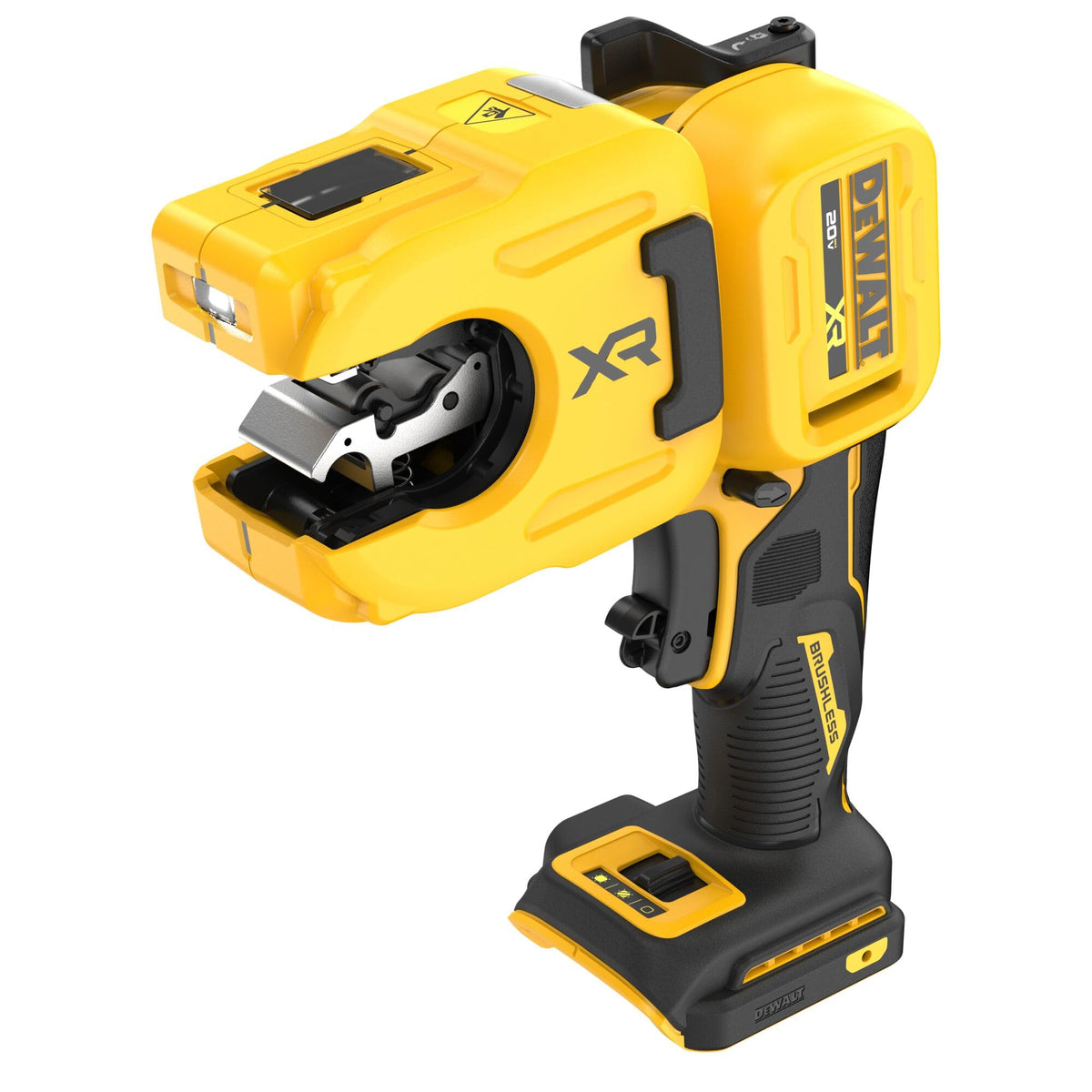 Pivoting head on the DEWALT cutter enables access to tight angles.