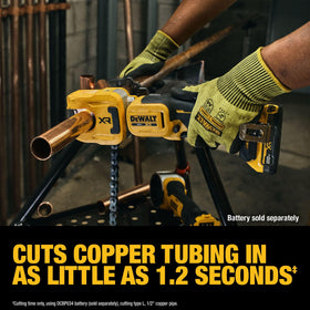 Variable speed trigger on the DEWALT cutter provides precise control.