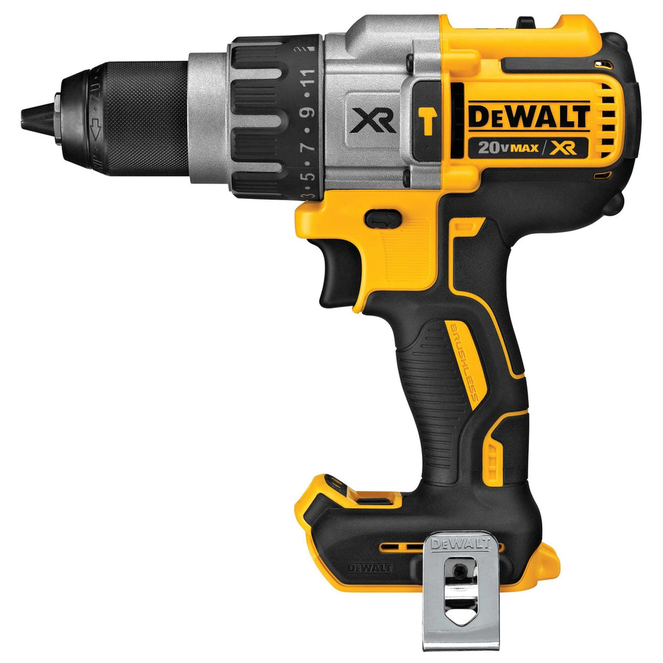 DEWALT 20V max XR hammer drill half inch chuck for secure bit grip in heavy drilling