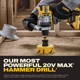 DEWALT compact design fits tight spaces for overhead or edge drilling
