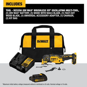 DEWALT 20V MAX XR osc kit battery boosts runtime for tough tasks.