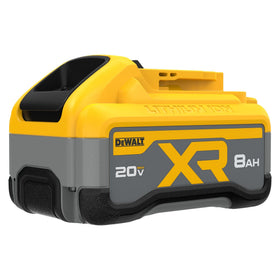 DEWALT 20V MAX XR PowerPack 8Ah battery front view showing rugged build for tough tasks