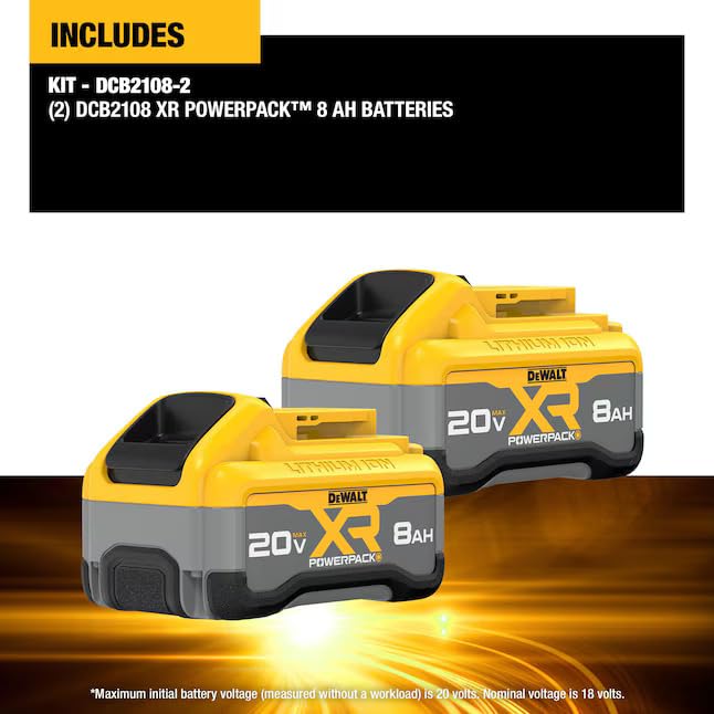 DEWALT 20V MAX XR Powerpack 8Ah charger for fast recharges