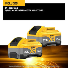 DEWALT 20V MAX XR Powerpack 8Ah charger for fast recharges