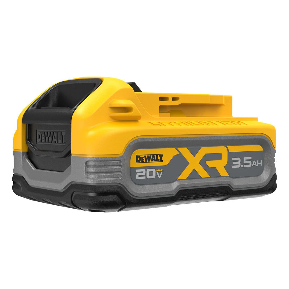 DEWALT 20V Max XR PowerStack 3.5Ah battery, front view, high power for demanding tasks